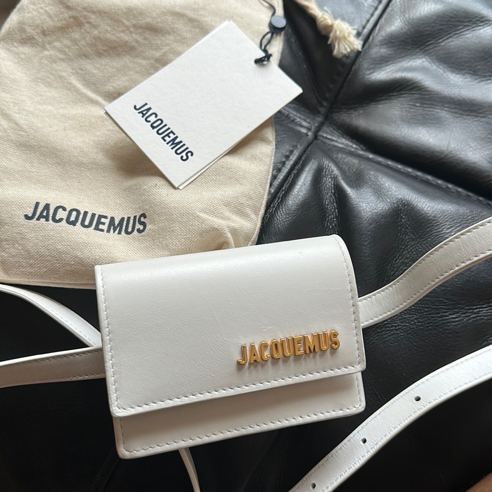 Jacquemus white embossed leather belt bag